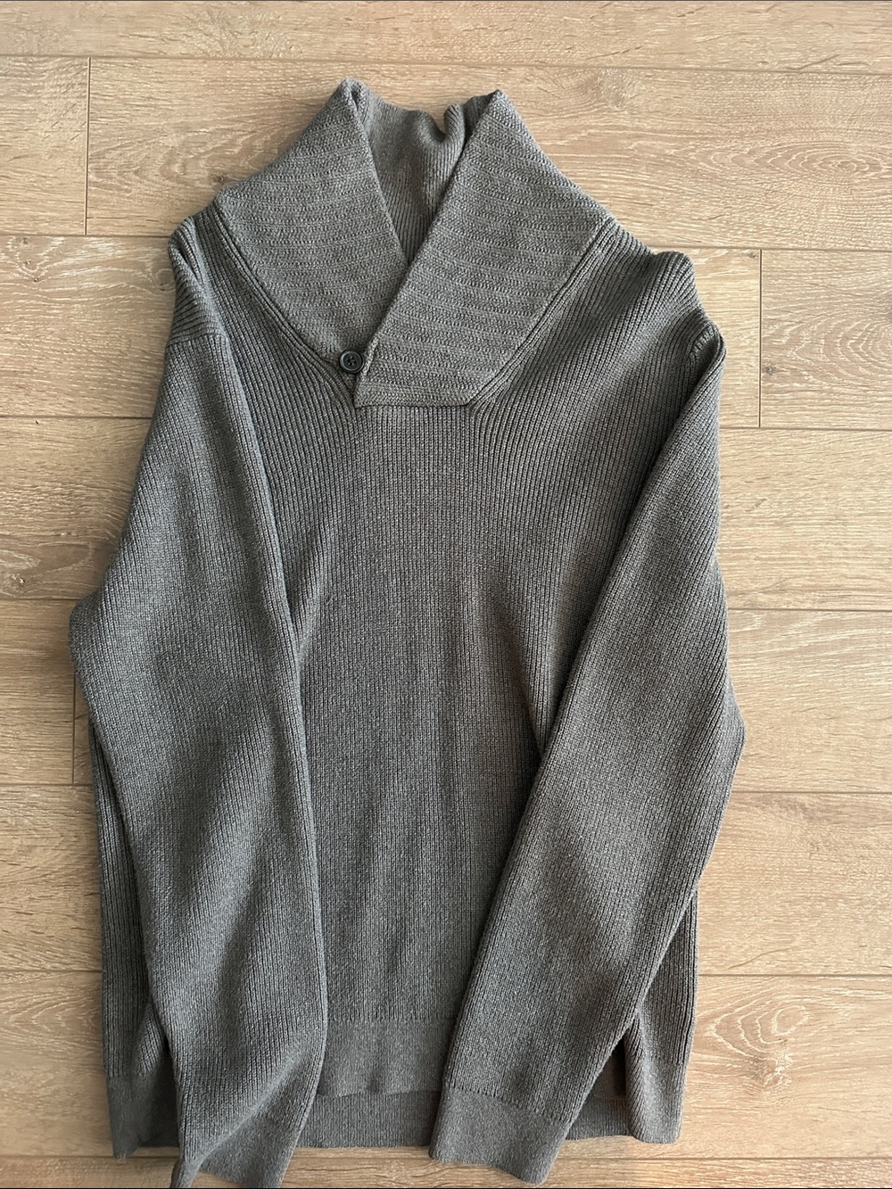 Men's Shawl Collar Button Knit Sweater - Gray